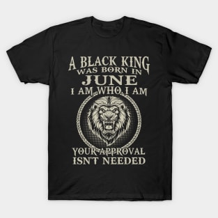 Lion A Black King Was Born In June I Am Who I Am T-Shirt